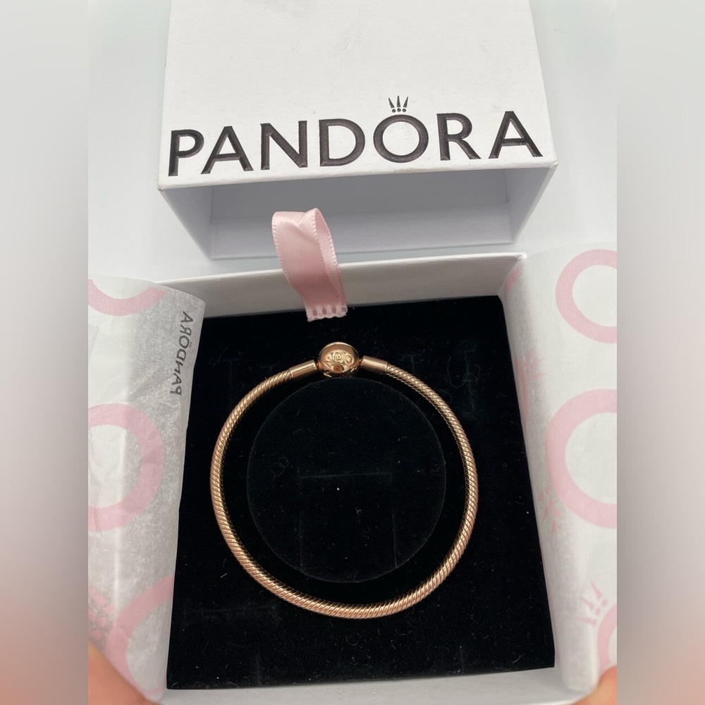 Pandora Moments Snake Chain Bracelet/14 K Rose Gold/ Never used with box